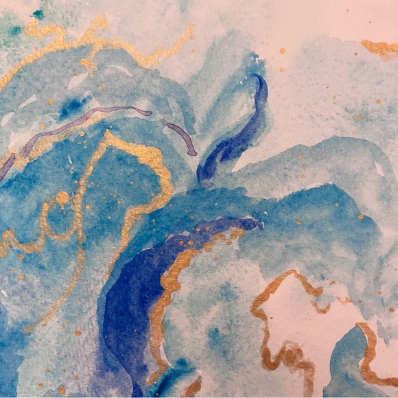 Abstract Waterfall Original Art Watercolor Landscape Painting - Picture 15 of 16